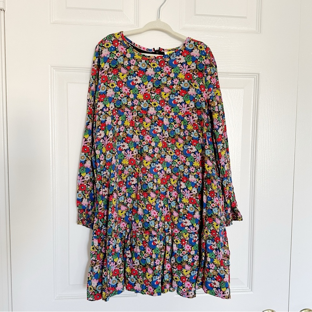 Boden, Girls, Flower pattern long sleeve dress, size 7-8